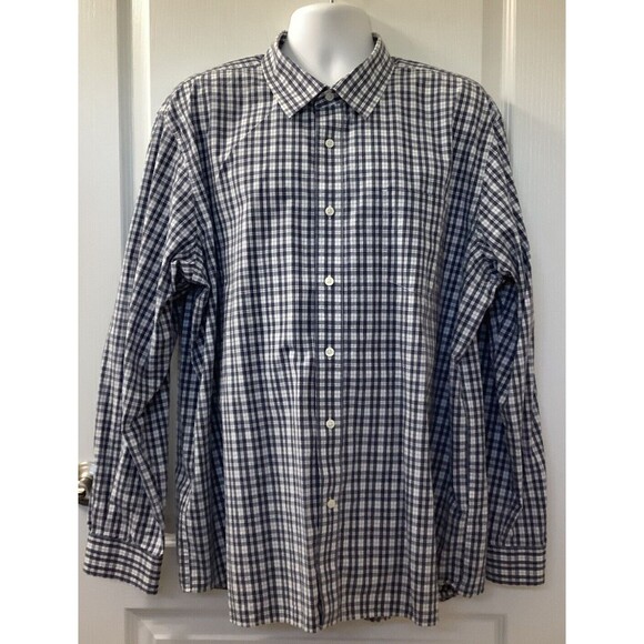 Eddie Bauer Shirt Mens 2XL Long Sleeve Button Up Pocket Plaid Blue - Picture 1 of 6